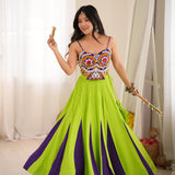 Parrot Green Beautiful Rayon Lehenga