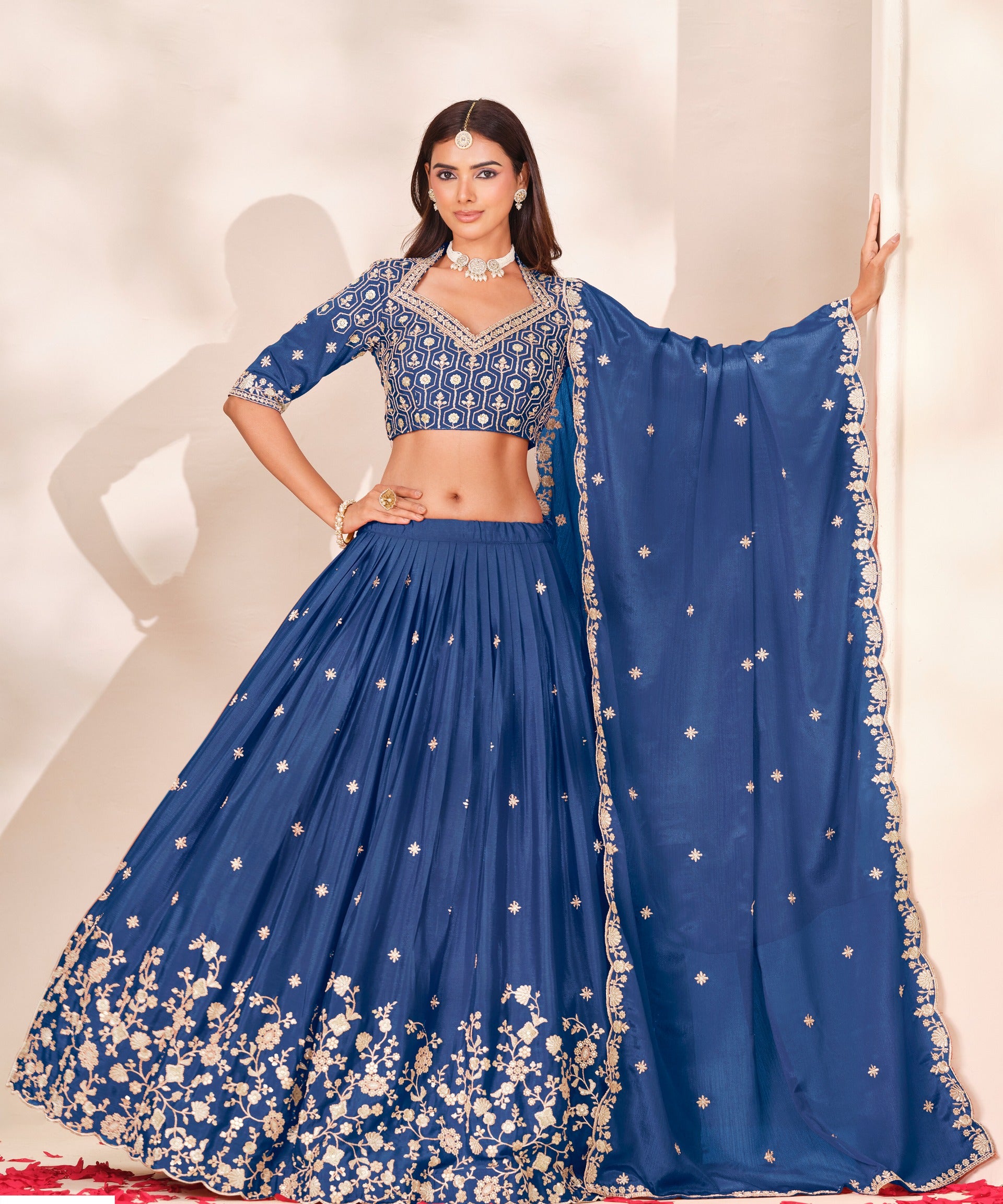 Mehvish Embroidered Chinon Lehenga