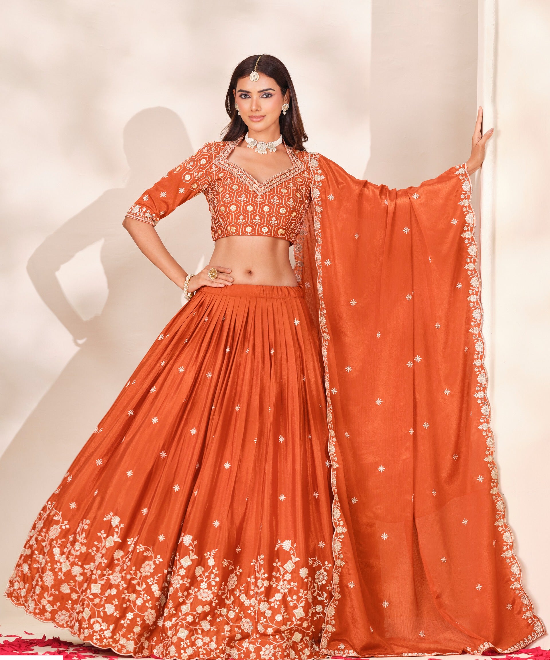 Mehvish Embroidered Chinon Lehenga