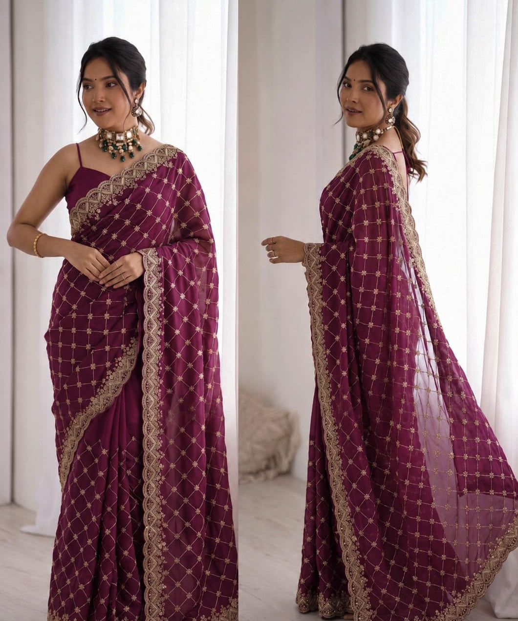 Designer Fendy Silk Beads Work Saree