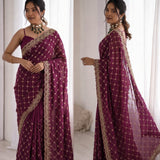 Designer Fendy Silk Beads Work Saree