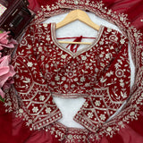 Stunning Red Embroidered Saree
