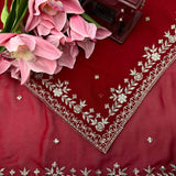 Stunning Red Embroidered Saree