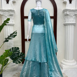 Sky Shiny Ethnic Fendy Silk Suit