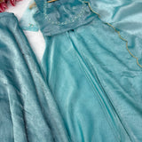 Sky Shiny Ethnic Fendy Silk Suit