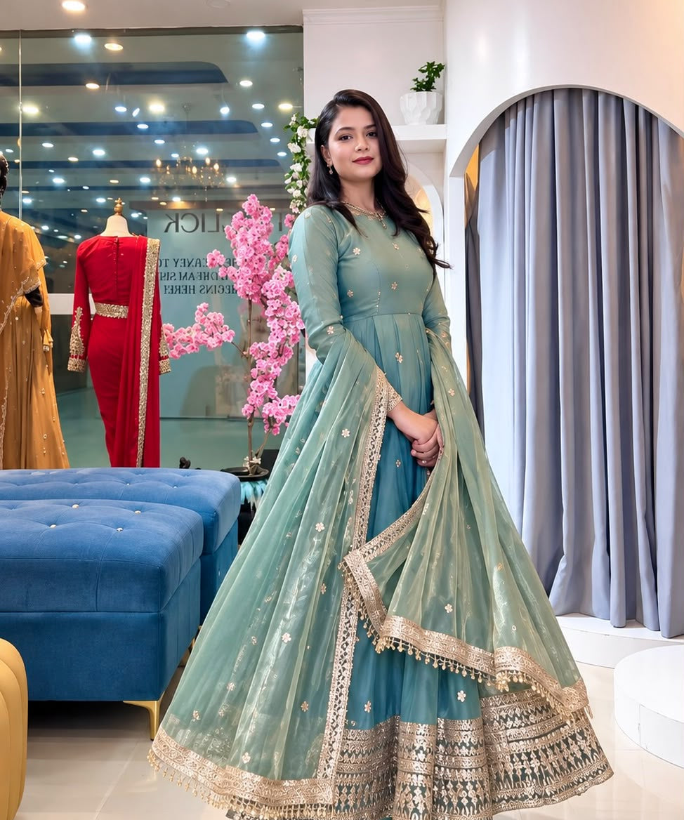 Ethnic Fendy Silk Aanrkali Gown