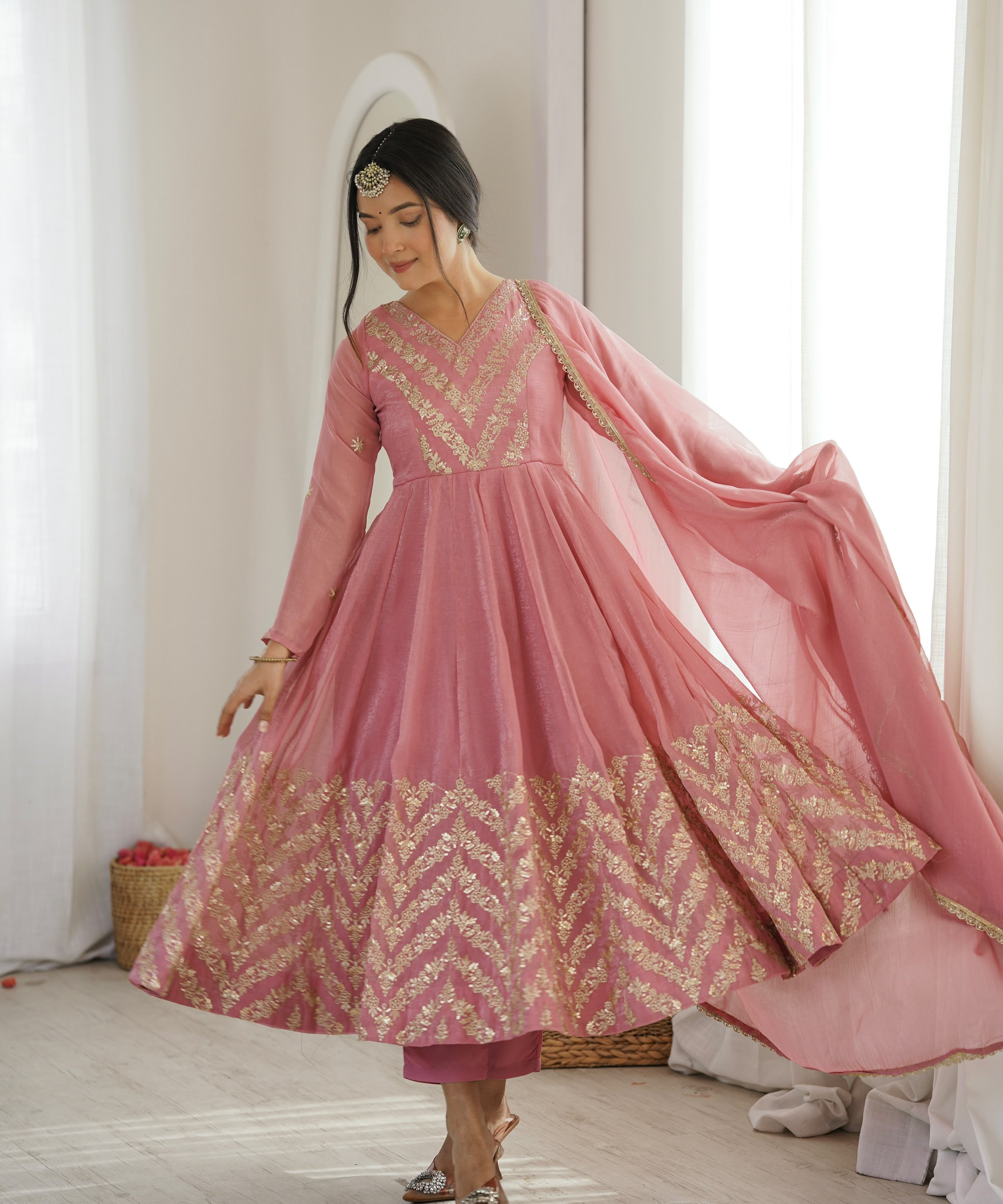 Festive Crunchy Silk Anarkali Gown