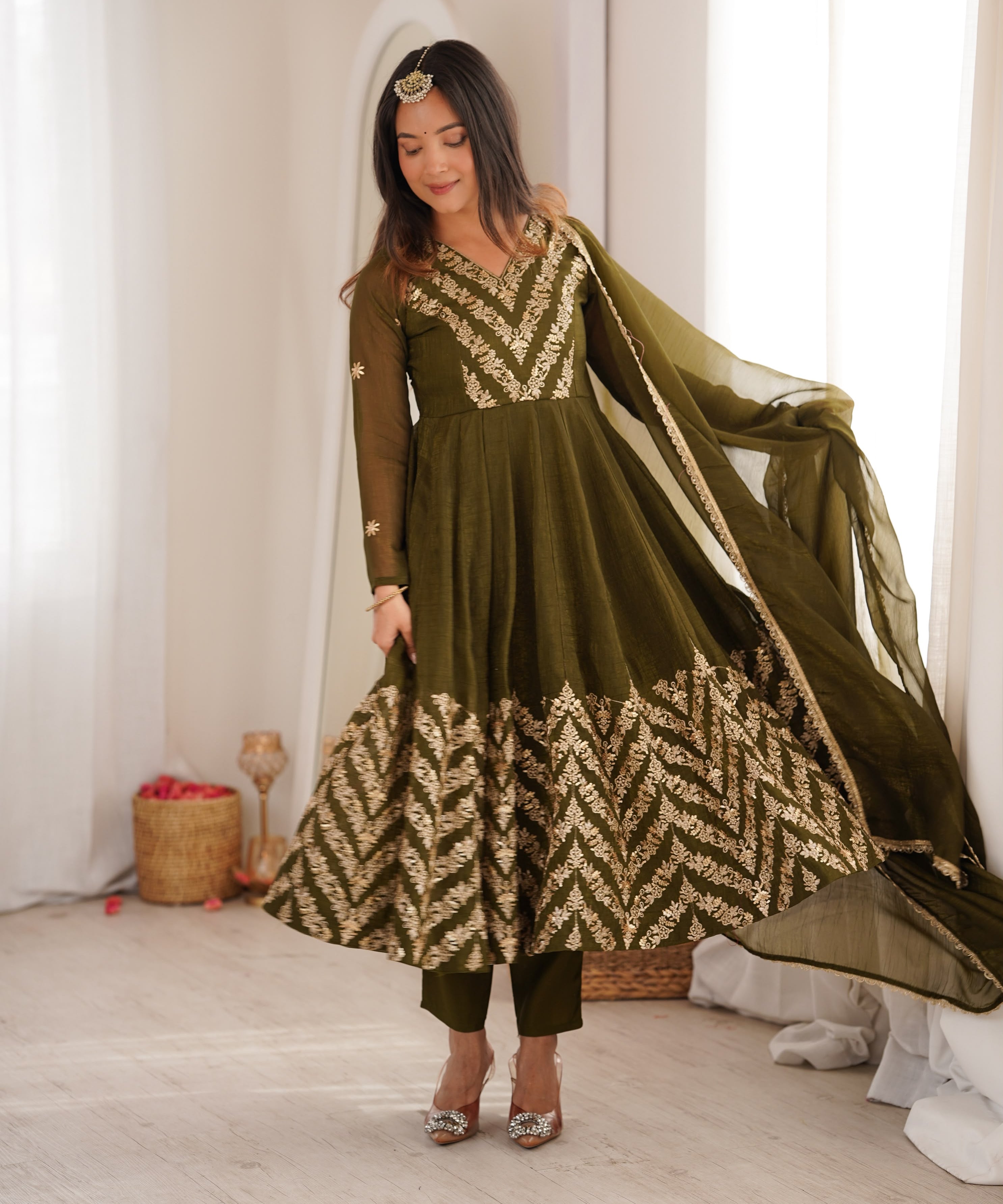 Festive Crunchy Silk Anarkali Gown
