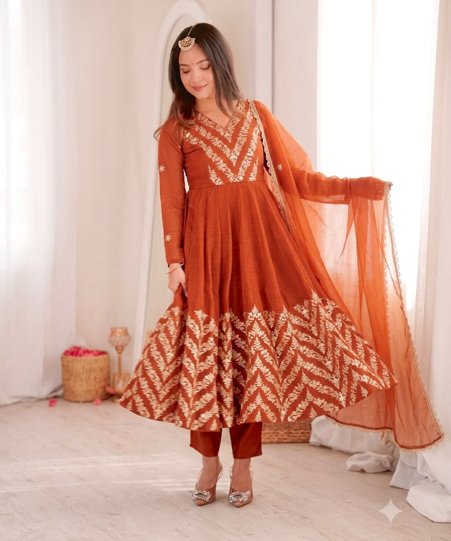 Festive Crunchy Silk Anarkali Gown