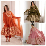 Festive Crunchy Silk Anarkali Gown