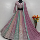 Bridal Multi Colored Embroidered Lehenga