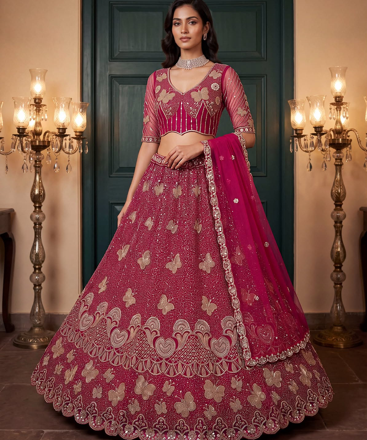 Glorious Beads Work Wedding Lehenga