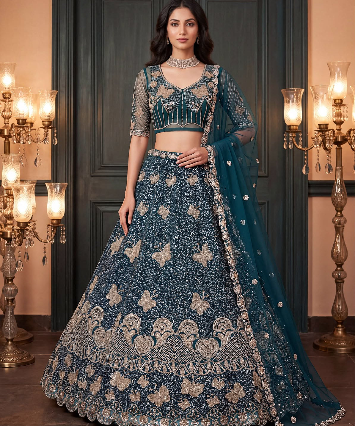 Glorious Beads Work Wedding Lehenga