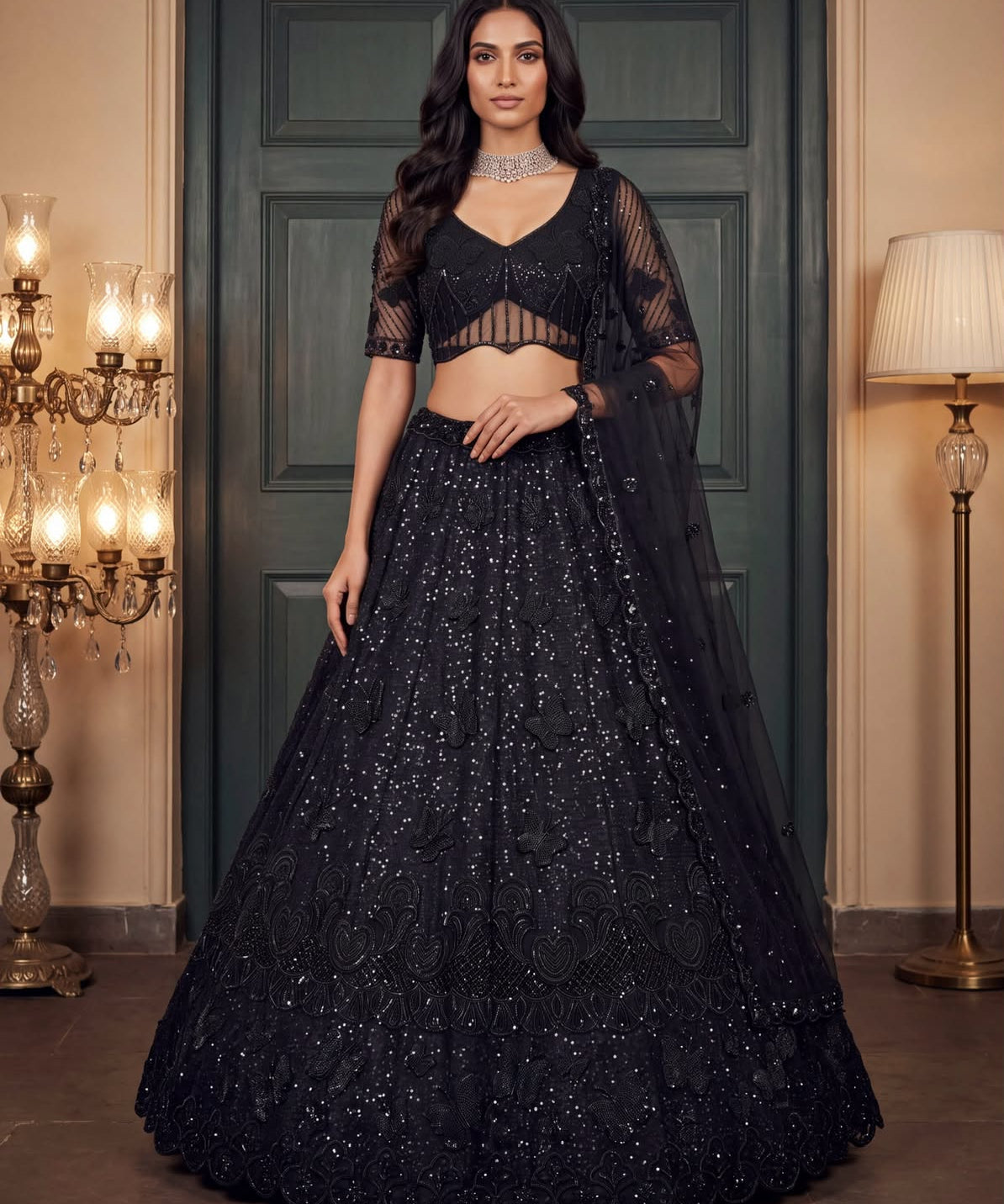 Glorious Beads Work Wedding Lehenga