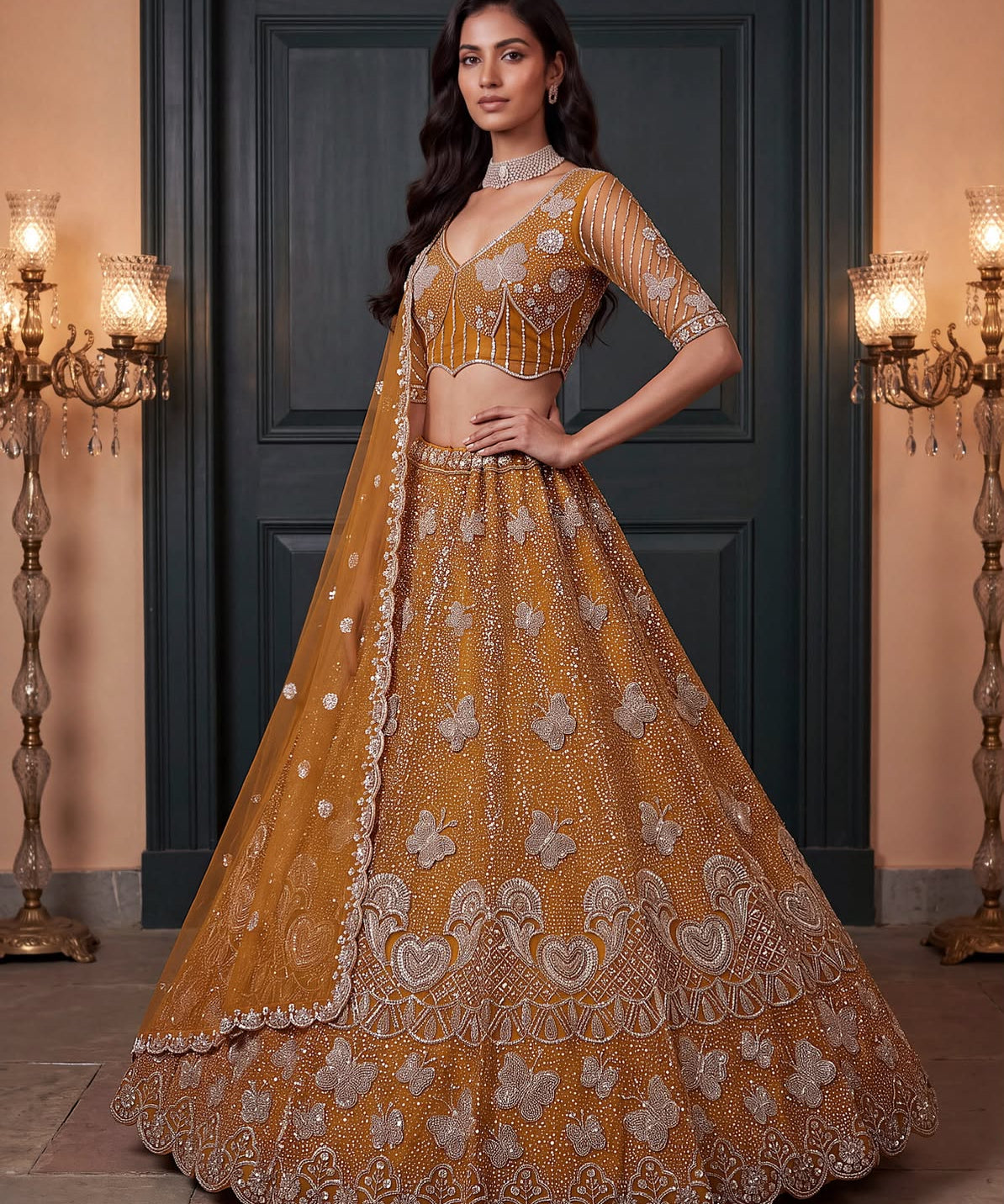 Glorious Beads Work Wedding Lehenga