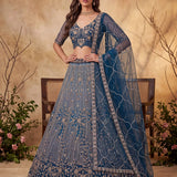 Royal Net Embroidered Wedding Lehenga