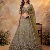 Royal Net Embroidered Wedding Lehenga