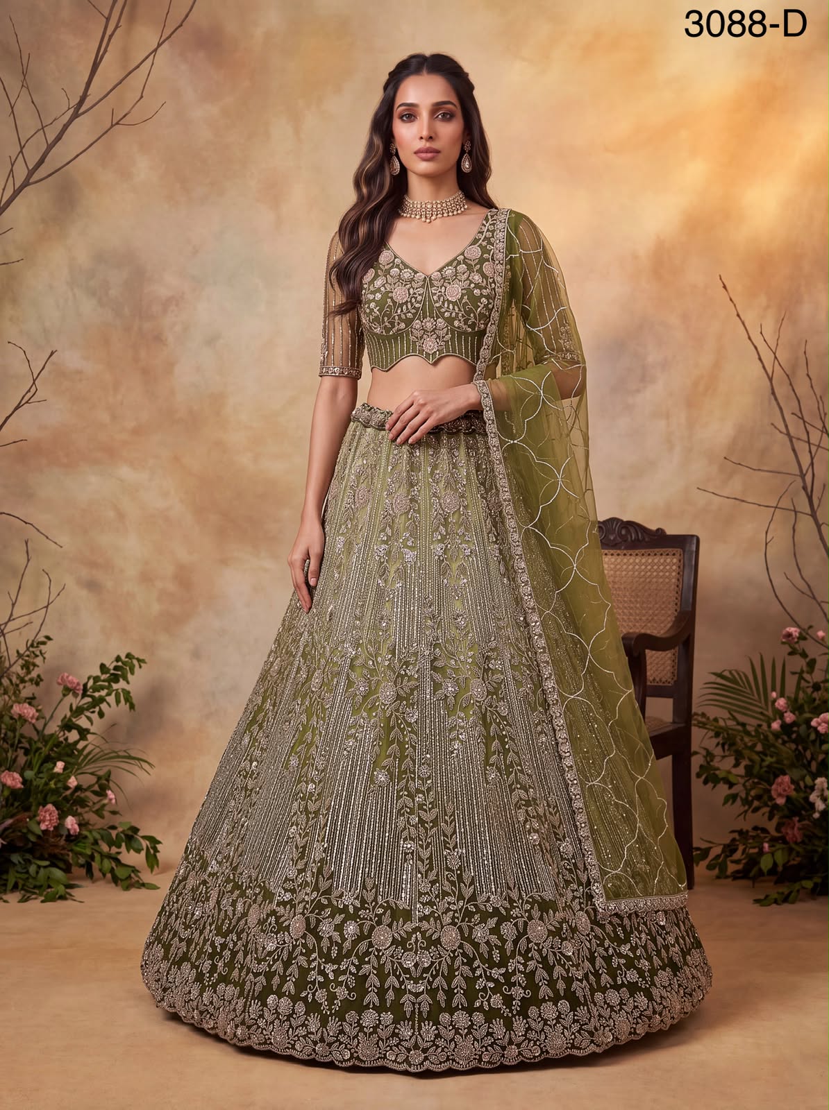 Royal Net Embroidered Wedding Lehenga