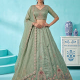Crystal Beads Work Indian Wedding Lehenga