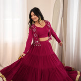 Maroon Heavy Reyon Koti Lehenga