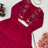 Maroon Heavy Reyon Koti Lehenga