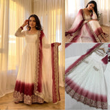 White Party Wear Anarkali Gown
