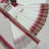 White Party Wear Anarkali Gown