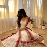 White Party Wear Anarkali Gown
