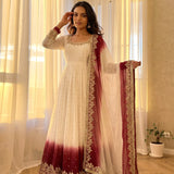 White Party Wear Anarkali Gown