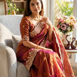 Premium Space Silk Embroidered Saree