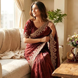 Premium Space Silk Embroidered Saree