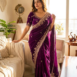 Premium Space Silk Embroidered Saree