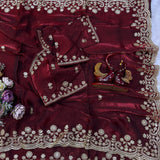 Premium Space Silk Embroidered Saree