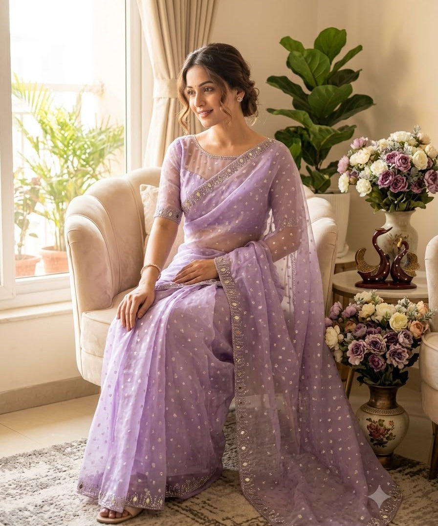 Stunning Dimon Work Moss Saree