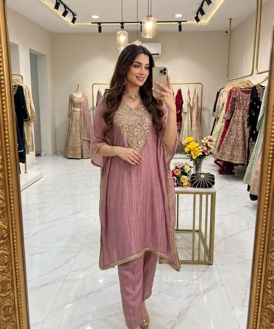 Classic Crush Silk Kaftan Plazzo