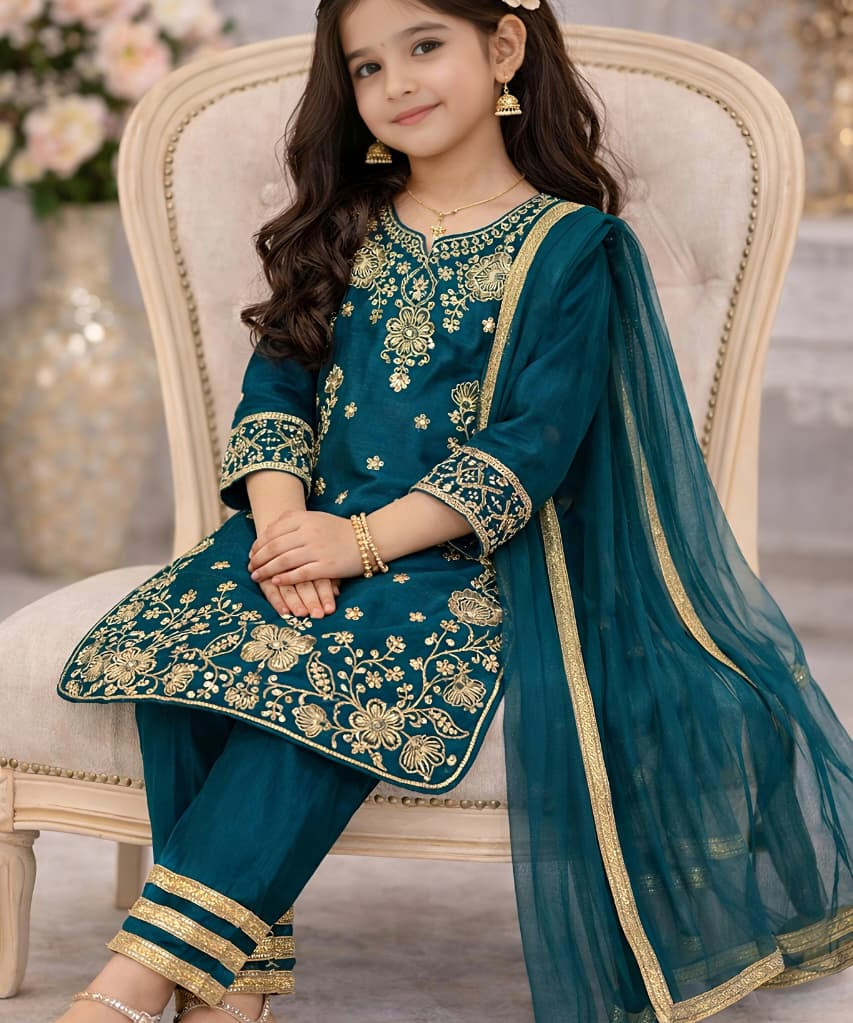 Trending Silk Kids Top Plazzo