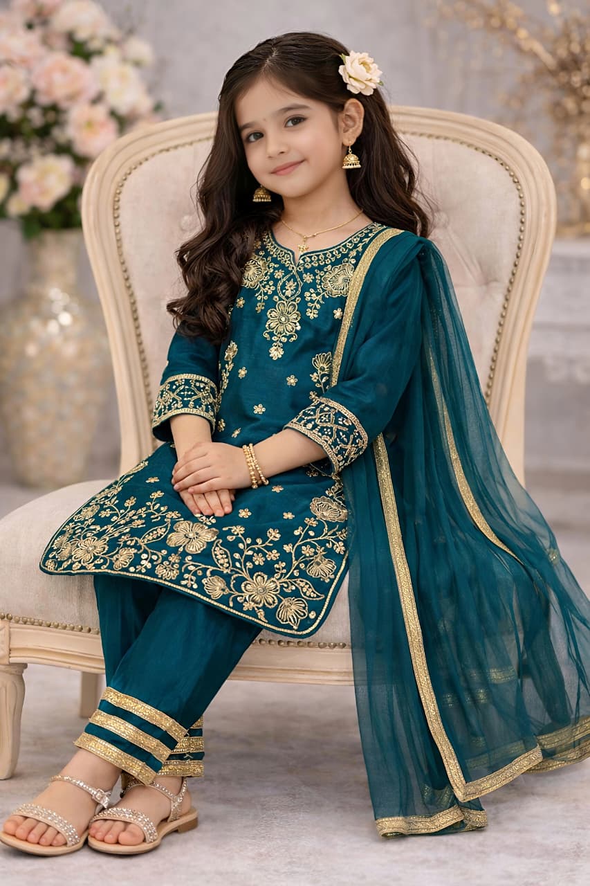 Trending Silk Kids Top Plazzo