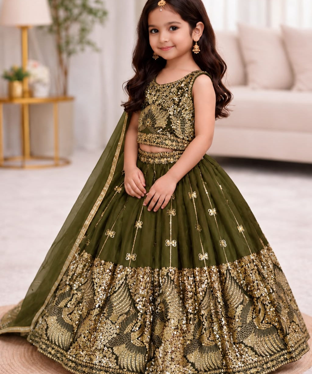 Beautiful Kids Silk Embroidered Lehenga
