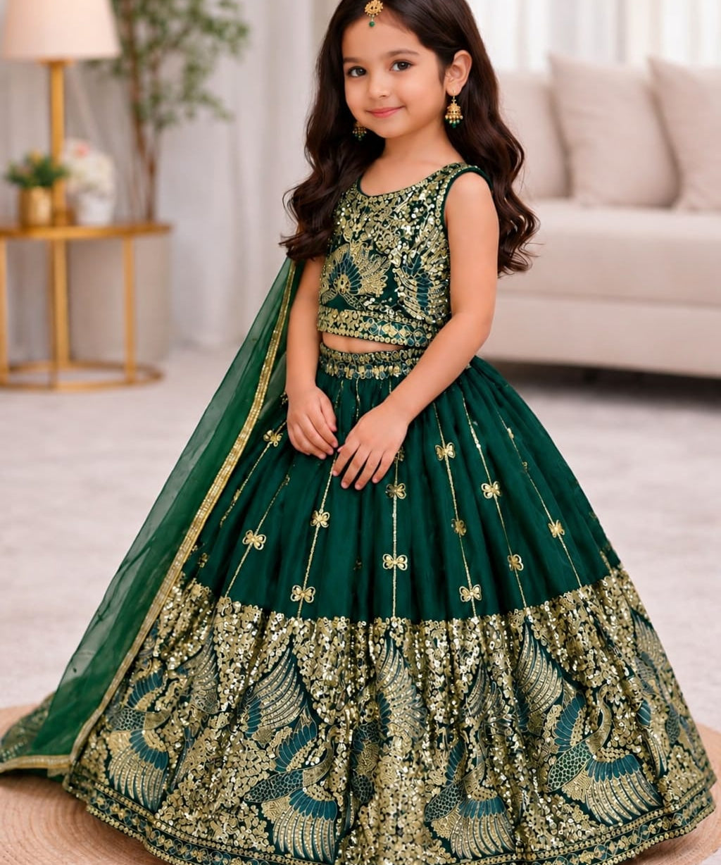 Beautiful Kids Silk Embroidered Lehenga