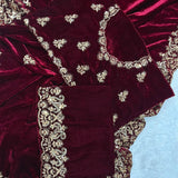 Designer Embroidered Velvet Saree
