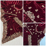 Designer Embroidered Velvet Saree