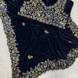 Designer Embroidered Velvet Saree