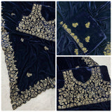 Designer Embroidered Velvet Saree
