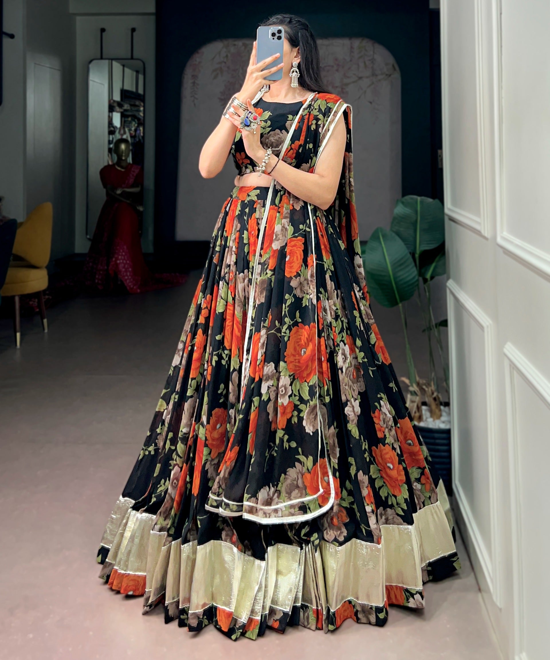 Gorgeous Georgette Floral Print Lehenga