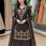 Attractive Embroidered Silk Top Plazzo