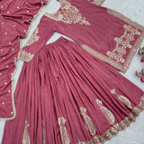 Attractive Embroidered Silk Top Plazzo