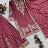 Attractive Embroidered Silk Top Plazzo