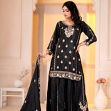 Shasiya Embroidered Chinon Top Sharara