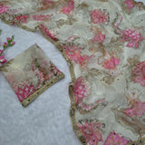 Beautiful Floral Print Silk Saree