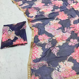 Beautiful Floral Print Silk Saree